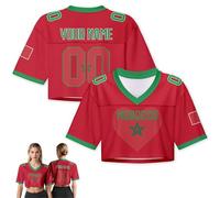 Generico Maglie da Calcio Personalizzate da Donna con Bandiera, Top Corto in Rete Y2K Personalizzato con Nome e Numero, Maglia Calcio Personalizzata da Donna per i Mondiali 2026