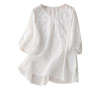Generico Maglie Donna Estive - Top letterario a Cinque Quarti con Scollo a V e Maniche a Tinta Unita da Donna Maglietta Casual in Tessuto per Quotidiano Elegante