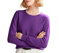 Generico Maglie Donna Maglia Sottogiacca Donna Maglia Women S Spring And Autumn Winter New Solid Color Knitted Sweater with Roundneck Undercover And Style Long Maglieria Purple L