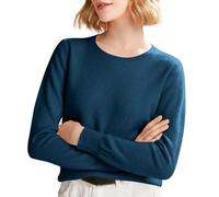 Generico Maglie Donna Maglia Sottogiacca Donna Maglia Women S Spring And Autumn Winter New Solid Color Knitted Sweater with Roundneck Undercover And Style Long Maglieria Navy L
