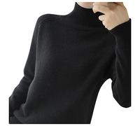 Generico Maglie Maniche Lunghe Donna Maglie Termiche Donna Maglione A Collo da Autunno E Inverno Nuovo Pullover Tinta Unita da Coreana Addensato Camicia A Maglia Scollo V Black L