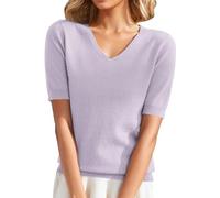 Generico Maglietta A Maglia da Donna Allentata Sottile con Scollo A V E Maglioncino Sottile da Donna