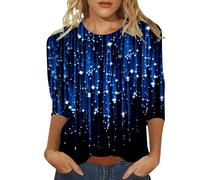 Generico Maglietta a Manica a 3/4 da Donna Maglia Girocollo Aderente Basic Top Slim Fit Elegante T-Shirt Elasticizzato Autunno Inverno S-3XL,Top Paillettes Donna,Idea Regalo Coppia