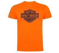 Genérico Maglietta arancione con logo Harley, design classico per motociclisti - cotone, Nero , L