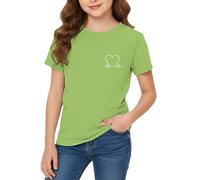 Generico Maglietta Bianca Ragazza Capo con Stampa Grafica dal Taglio Comodo, Adatto per Adolescenti e Ragazze, Perfetto per Look Casual(Army Verde2-3 Anni)