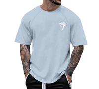 Generico Maglietta Bianca Uomo, Tshirt Uomo Cotone,con Stampa Lettere e Floreale Maniche Raglan Scollo Rotondo Casual T-Shirt T Shirt Tee Shirts Camicia Tops