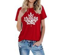 Generico Maglietta Casual da Donna con Stampa alla e Maniche a Punta, Scollo Rotondo (Red, L)
