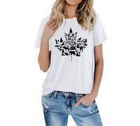 Generico Maglietta Casual da Donna con Stampa alla e Maniche a Punta, Scollo Rotondo (White, M)