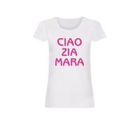 Generico Maglietta Ciao Zia Mara Sanremo Femminile Stampa Metallizzata o Rosa vestibilità Italiana (XL, Bianco)