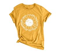 Generico Maglietta da Donna Elegante, Camicia Donna Oversize,Casual con Scollo Tondo e Maniche Corte in Tessuto per Un Comodo e Stilistico Tee Blusa Maglia Top