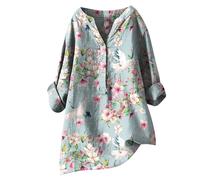 Generico Maglietta da Donna Maniche Corte, Camicia Donna Cotone,Autunnale con Stampa Floreale Elegante e Taglio Confortevole per Un Femminile e Moderno Tee Blusa Maglia Top