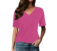 Generico Maglietta da Donna Maniche Corte, Camicia Donna Oversize,con Stampa Lettere a Maniche Lunghe e Scollo a V per Un Casual Moderno Tee Blusa Maglia Top