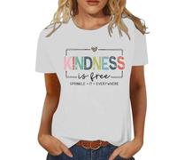 Generico Maglietta Donna con Stampa Lettere T-Shirt Casual Maniche Corte Scollo Rotondo Comoda e Stilizzata per Moderno e (White, S)