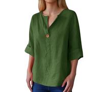 Generico Maglietta Donna Elegante, Camicia Donna Oversize,Casual Elegante con Scollo a V e Chiusura a Bottoni per Un Versatile e Confortevole in Ogni Occasione Tee Blusa Maglia Top