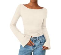 Generico Maglietta Donna Maniche A Campana Girocollo Slim Fit Aderente