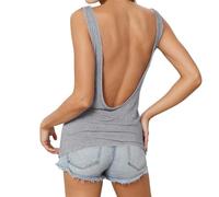 Generico Maglietta Donna Maniche Corte, T Shirt Sportiva Donna,Canotta Elastica con Schiena Nuda e Scollatura Profonda a V per Un Femminile Tshirt Tee Shirts Maglia Camicia