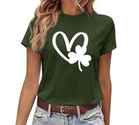 Generico Maglietta Donna St Patrick's Day a Maniche Corte con Scollo Tondo Festiva Divertente Comoda Casual (Army Green, XXL)