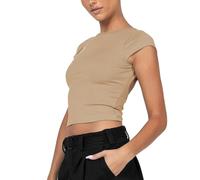 Generico Maglietta Donna T Shirt Donna Leggero Manica Corta Cotone Top Girocollo Tee Basic Slim Fit Shirts Larga T-Shirt per Fitness Yoga,F L