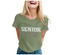 Generico Maglietta lunga da donna a maniche corte e scollo rotondo, pensata per la stagione dei laureati, top comodo e casual per l’estate