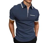 Generico Maglietta Maniche Corte Uomo, Tshirt Uomo Cotone,con Zip Parziale Design retrò e Moderno per Stile Casual T-Shirt T Shirt Tee Shirts Camicia Tops