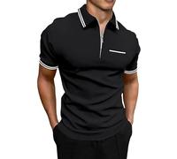 Generico Maglietta Maniche Corte Uomo, Tshirt Uomo Cotone,con Zip Parziale Design retrò e Moderno per Stile Casual T-Shirt T Shirt Tee Shirts Camicia Tops