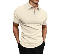 Generico Maglietta Maniche Corte Uomo, Tshirt Uomo Cotone,con Zip Parziale Design retrò e Moderno per Stile Casual T-Shirt T Shirt Tee Shirts Camicia Tops