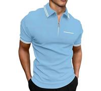 Generico Maglietta Maniche Corte Uomo, Tshirt Uomo Cotone,con Zip Parziale Design retrò e Moderno per Stile Casual T-Shirt T Shirt Tee Shirts Camicia Tops