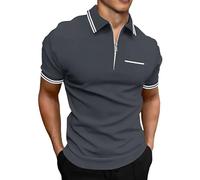 Generico Maglietta Maniche Corte Uomo, Tshirt Uomo Cotone,con Zip Parziale Design retrò e Moderno per Stile Casual T-Shirt T Shirt Tee Shirts Camicia Tops