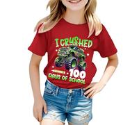 Generico Maglietta Nera Bambina Maglietta celebrativa per i Cento Giorni di Scuola per Bambine e Bambini in età prescolare (Red, 4-5 Years)