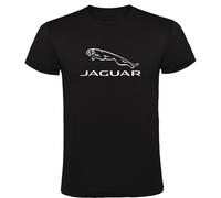 Genérico Maglietta nera Jaguar, logo Jaguar stampato, 100% cotone, Nero , L