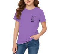 Generico Maglietta Rossa Bambina 41 Anni Capo a Scollo a V dalla Linea Comoda e Traspirante, Basico e Versatile per la frequenza Scolastica(Dark Viola8-9 Anni)_1