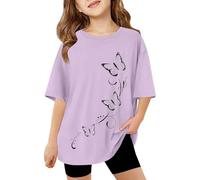 Generico Maglietta Rossa Bambina Maglietta Bianca Bambino 32 Anni Modelli Stampati Comodi e Leggeri, Linea Ampia Compatibile con abbinamenti Moderni(Viola3-4 Anni)_1