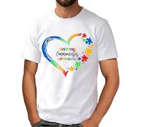 Generico Maglietta Running Uomo, Tshirt Uomo Cotone,Morbida per la Giornata della Consapevolezza Comoda e Leggera con Stampa a Maniche Corte T-Shirt T Shirt Tee Shirts Camicia Tops