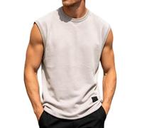 Generico Maglietta Senza Maniche Uomo Estive - Canotta Estiva Girocollo Oversize in Morbido Cotone T-Shirt Monocolore per Tempo Libero Spiaggia Sport Rave Techno Basket Tutti I Giorni