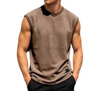 Generico Maglietta Senza Maniche Uomo Estive - Canotta Estiva Girocollo Oversize in Morbido Cotone T-Shirt Monocolore per Tempo Libero Spiaggia Sport Rave Techno Basket Tutti I Giorni