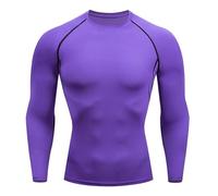 Generico Maglietta Sportiva Uomo Termica Compressione Maniche Lunghe attività Fisica Performance Traspirante Tecnologia Moderna Comfort Superiore (Purple, XL)