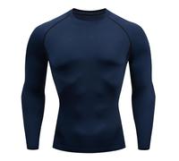 Generico Maglietta Sportiva Uomo Termica Compressione Maniche Lunghe attività Fisica Performance Traspirante Tecnologia Moderna Comfort Superiore (Blue, XXXL)