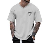 Generico Maglietta Uomo Bianca Leggero Casual Manica Corta Basic Tee Firmate Scollo a V Oversize Estive Tshirt Traspirante Divertenti Spiaggia Top Cotone Morbide Palestra Bianca Maglietta Sportiva