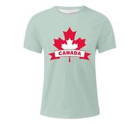 Generico Maglietta Uomo Canada Day Stampa Festiva Estate Comfort Casual Tshirt Maniche Corte Tessuto Morbido Leggero (Light Green-c, L)