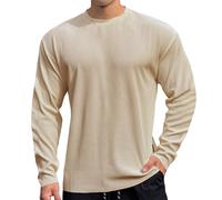 Generico Maglietta Uomo Manica Lunga Estive Firmate Leggero Tshirt Casual Comode Girocollo Oversize Basic Tee Slim Fit Cotone Traspirante Top Bianca Palestra Morbide Divertenti Maglietta Sportiva
