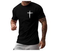 Generico Maglietta Uomo Slim Fit, T Shirt Uomo Cotone, Magliette da Uomo A Maniche Corte Girocollo Stampate con Immagini di Cristo