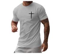 Generico Maglietta Uomo Slim Fit, T Shirt Uomo Cotone, Magliette da Uomo A Maniche Corte Girocollo Stampate con Immagini di Cristo