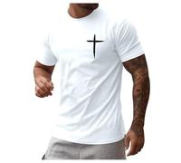 Generico Maglietta Uomo Slim Fit, T Shirt Uomo Cotone, Magliette da Uomo A Maniche Corte Girocollo Stampate con Immagini di Cristo
