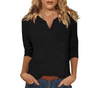 Generico Magliette Donna Cotone Maniche Lunghe,Magliette Donna Cotone Stampate Boho A Fiori Tinta Unita Divertente Volant Pizzo Rossa Tinta Unita Blouse Fori per I Pollici Tshirt Fascia Righe Tshirt