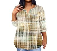 Generico Magliette Donna Estive T-Shirt Manica Corta Allentata Casual con Maniche A Lunghe da Sette Minuti Stampa V alla T Shirt Curvy Maglietta Brasile Abbigliamento Donne Maglie Basic Top Blu Scuro