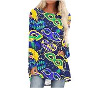 Generico Magliette Donna - Top da Carnevale da Donna T-Shirt da Donna a Maniche Lunghe Girocollo con Stampa carnevalesca (Camouflage M)