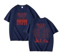 Generico Magliette in Cotone BloodSaga Letter Print Graphic Manica Corta Worldtour Camicie Basic Estive for Uomo Donna Adolescente(Dark Blue 01,M)