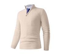 Generico Maglione con Cerniera Uomo, Pullover Uomo Invernale Pullover con Collo Alto Maglioni Quarter Zip Manica Lunga Maglieria Stile Classico Felpa per La Mezza Stagione