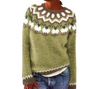 Generico Maglione da Donna Pullover Girocollo Lavorato A Maglia Motivi