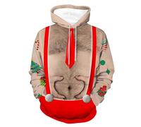 Generico Maglione di Natale Simpatici Uomo Donna - Giacca Taglia 64, Felpe Brutte Natalizie, Girocollo, Vestiti Natalizi, Felpa con Cappuccio in Pile